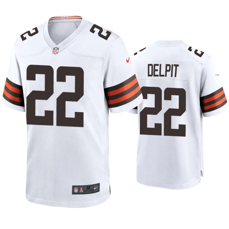 Men Cleveland Browns 22 Grant Delpit Nike White Player Game NFL Jersey